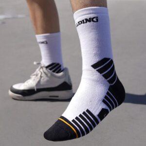 Sports socks Ehot Spalding Controls White-Black Crew Socks 484347