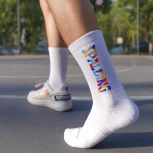 Sports socks Ehot Spalding Text White Crew Socks 481808