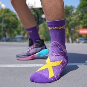 Ehot Spalding Web Purple-Yellow Crew Socks 481773