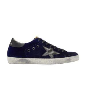 Golden Goose Distressed Superstar Low Top Sneaker Velvet Blue G33MS590 L25