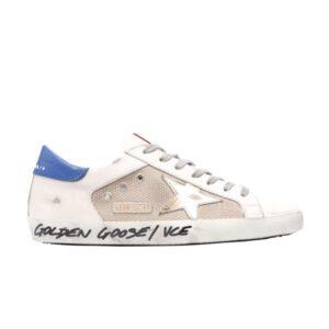 Golden Goose Superstar Double Quarter Milk Gold Blue Sneakers Orange GMF00103 F002082 15312