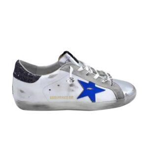 Golden Goose Superstar White Blue Croc Sneakers F37WS590 Z53