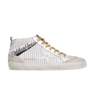 Golden Goose Wmns Mid Star Baseball Logo Sneakers – White White F36WS634 T8