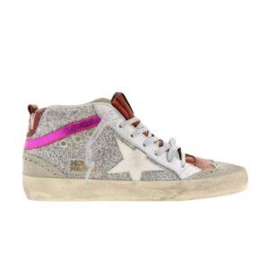 Sneakers Golden Goose Wmns Mid Star Silver Glitter Pink Green G35WS634 Q5