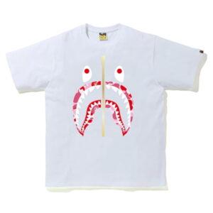 BAPE ABC Camo Shark Tee White/Pink Black 491667