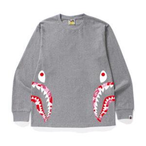 T-Shirt BAPE ABC Side Shark L/S Tee Grey/Pink Grey/Pink 494764