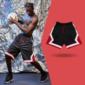 Basketball Shorts Ehot Red-White Lines Black Shorts 491502