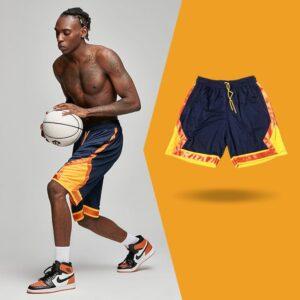 Basketball Shorts Ehot Red-Yellow Lines Black Shorts 491518