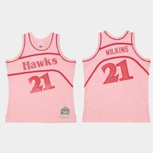 1986-87 Atlanta Hawks #21 Dominique Wilkins Pink HWC Limited Jersey Basketball Jersey 517056