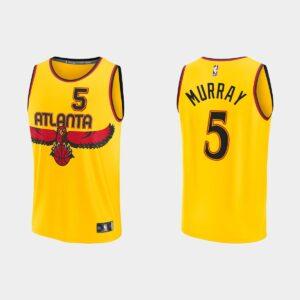 Atlanta Hawks #5 Dejounte Murray Replica City Gold Jersey Basketball Jersey Yellow 517074