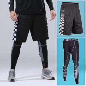 Compression set shorts and tights Ehot Checkers Black Shorts-Tights Set 516327