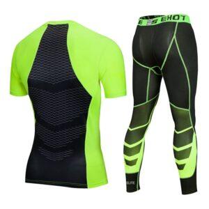 Compression tights set and running T-shirt Ehot Green-Black Tshirt-Tights Set Black 516341