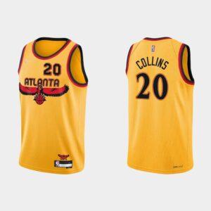 Basketball Jersey 2021-22 Atlanta Hawks #20 John Collins 75th Anniversary City Gold Jersey 534276