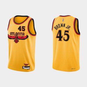 2021-22 Atlanta Hawks #45 Chaundee Brown Jr. Basketball Jersey 75th Anniversary City Gold Jersey 531443