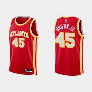 2021-22 Atlanta Hawks #45 Chaundee Brown Jr. Basketball Jersey 75th Anniversary Icon Red Jersey 531452