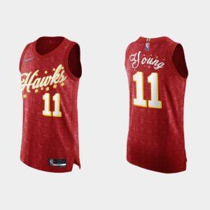 Basketball Jersey 2021 Atlanta Hawks #11 Trae Young NBA 75th Christmas Gift Red Authentic Jersey 530727