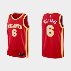 2022-23 Atlanta Hawks #6 Lou Williams Icon Edition Red Jersey Basketball Jersey Black 519285