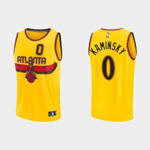 Atlanta Hawks #0 Frank Kaminsky Replica City Gold Jersey Basketball Jersey Black 518155