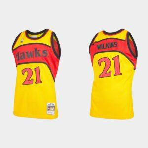 Atlanta Hawks #21 Dominique Wilkins Hardwood Classics Reload 2.0 Yellow Jersey Green 521062