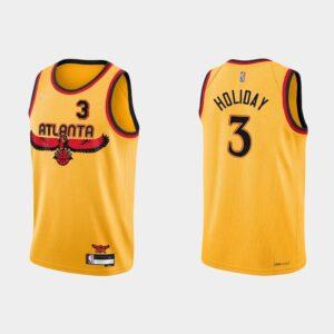 Atlanta Hawks #3 Aaron Holiday NBA 75th Anniversary City Yellow Jersey 527621