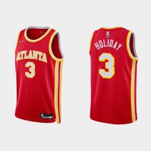 Atlanta Hawks #3 Aaron Holiday NBA 75th Anniversary Icon Red Jersey Basketball Jersey Black 527603