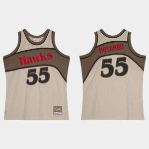 Atlanta Hawks Basketball Jersey #55 Dikembe Mutombo Hardwood Classics Gray Jersey 530203