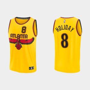 Atlanta Hawks #8 Justin Holiday Replica City Gold Jersey Basketball Jersey Yellow 518398