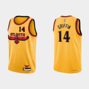 NBA 75th Anniversary Atlanta Hawks #14 AJ Griffin City Yellow Jersey 518049