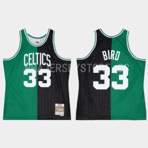 Basketball Jersey 1985-86 Boston Celtics #33 Larry Bird Hardwood Classics Black Green Split Jersey Brown 552858