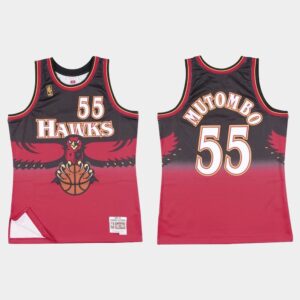 Basketball Jersey 1996-97 Atlanta Hawks #55 Dikembe Mutombo Hardwood Classics Red Jersey White 550506