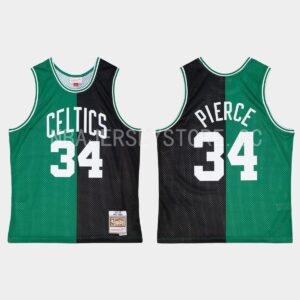 Basketball Jersey 2007-08 Boston Celtics #34 Paul Pierce Hardwood Classics Black Green Split Jersey Yellow 552867