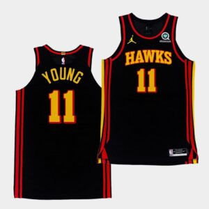 Basketball Jersey 2020-21 Atlanta Hawks #11 Trae Young Authentic Statement Black Jersey White 545827