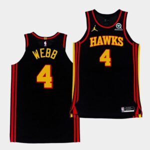 2020-21 Atlanta Hawks #4 Spud Webb Authentic Statement Black Jersey Basketball Jersey Cream 545782