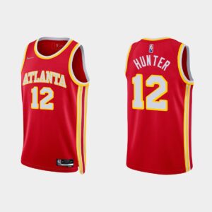 Basketball Jersey 2021-22 Atlanta Hawks #12 De'Andre Hunter 75th Anniversary Icon Diamond Red Jersey Blue 535445