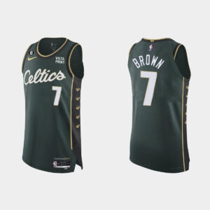 Basketball Jersey 2022-23 Boston Celtics #7 Jaylen Brown Authentic Green City Jersey Black 552422