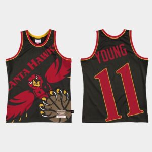 Atlanta Hawks #11 Trae Young Big Face 2.0 Black Jersey Grey 549292