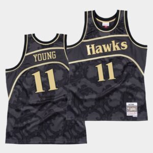 Atlanta Hawks #11 Trae Young Black Toile Hardwood Classic Jersey Basketball Jersey 540309