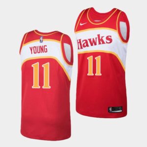 Atlanta Hawks #11 Trae Young Hardwood Classics Red Jersey Basketball Jersey Black 549971