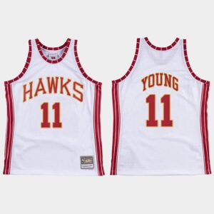 Atlanta Hawks #11 Trae Young Hardwood Classics Retro White Jersey Basketball Jersey 548462