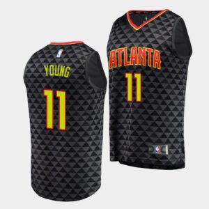 Atlanta Hawks #11 Trae Young Icon Fanatics Branded Black Jersey Basketball Jersey 546161