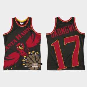 Atlanta Hawks #17 Onyeka Okongwu Big Face 2.0 Black Jersey Cream 549157