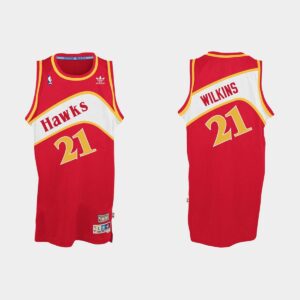 Atlanta Hawks #21 Dominique Wilkins Hardwood Classics Red Jersey Basketball Jersey Grey 550488