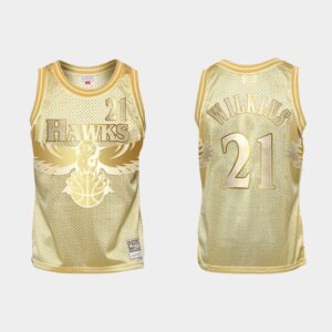 Atlanta Hawks #21 Dominique Wilkins Midas SM HWC Golden Jersey Basketball Jersey Red 550560