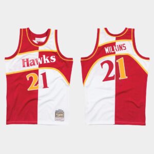 Atlanta Hawks #21 Dominique Wilkins Split White Red Jersey Basketball Jersey 540596