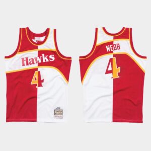 Atlanta Hawks #4 Spud Webb Split White Red Jersey 540605