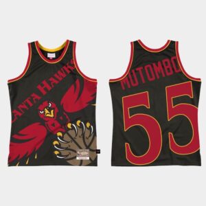 Atlanta Hawks Basketball Jersey #55 Dikembe Mutombo Big Face 2.0 Black Jersey Grey 549212