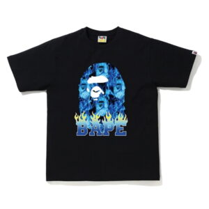 BAPE Ape Head Flame T-shirt Black/Blue Cream 549103