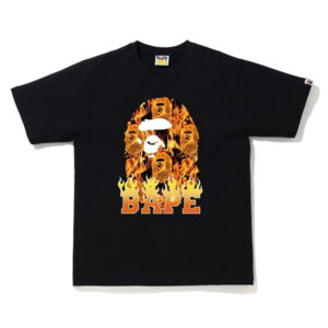 BAPE Ape Head Flame T-shirt Black/Orange Brown 538624