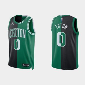 Boston Celtics #0 Jayson Tatum Split NBA 75th Black Green Jersey Blue 551822