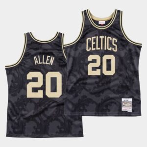 Boston Celtics #20 Ray Allen Black Toile Classic Jersey Cream 551024